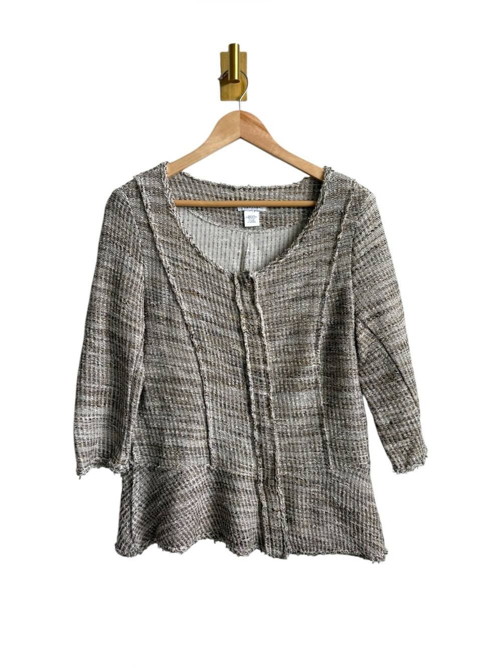 Barneys New York Women's Raw Edge Textured Knit Cardigan Top Size Large